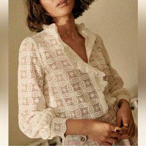 Sezane Chlo Blouse Lace Ecru Size 48